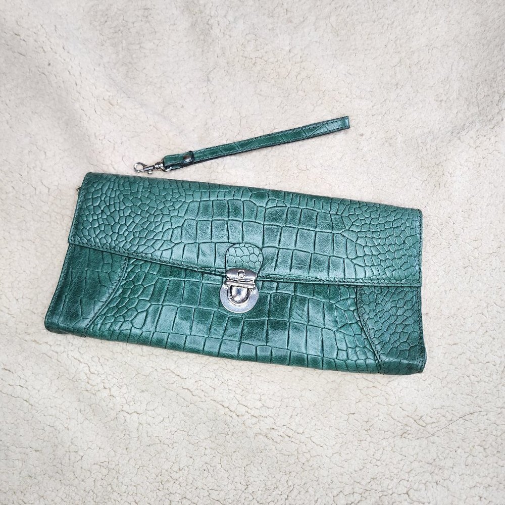 Gianni Conti Green Clutch Handbag